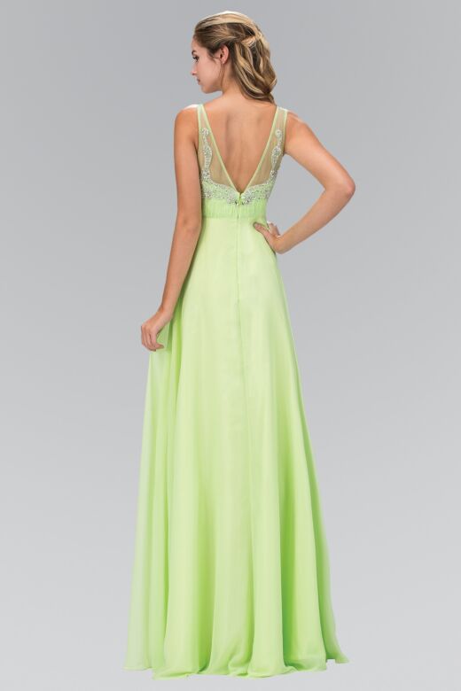 Elizabeth K GL1073 Low Back Ruched Top V-Neck Dress