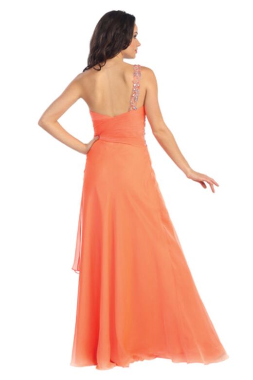 Elizabeth K GL1083 Illusion Waist One Strap Embellished Dress