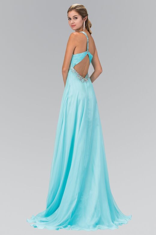 Elizabeth K GL1084 Empire Waist One Strap Embellished Dress