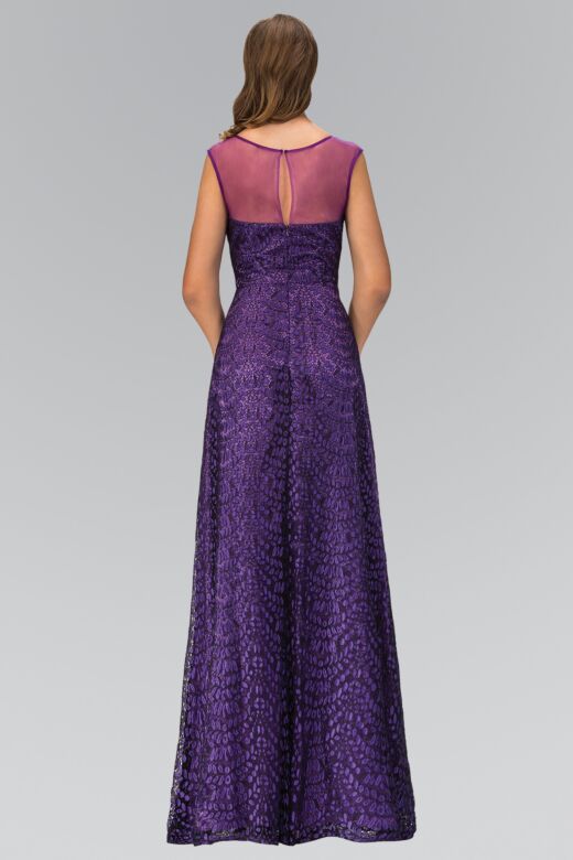 Elizabeth K GL1089 Heart Bodice Sheer Back Lace Dress