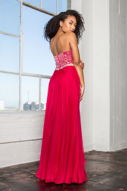 Elizabeth K GL1149 Asymmetric Waist Embellished Top Dress
