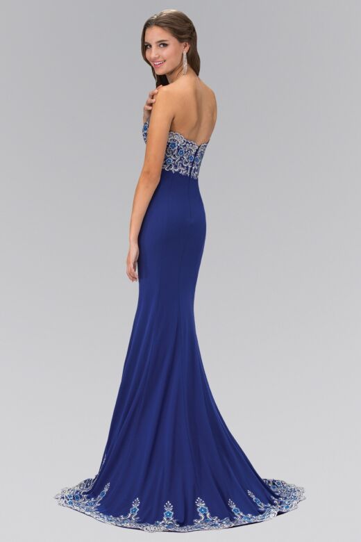 Elizabeth K GL1367 Embroidered Top Strapless Sweetheart Dress