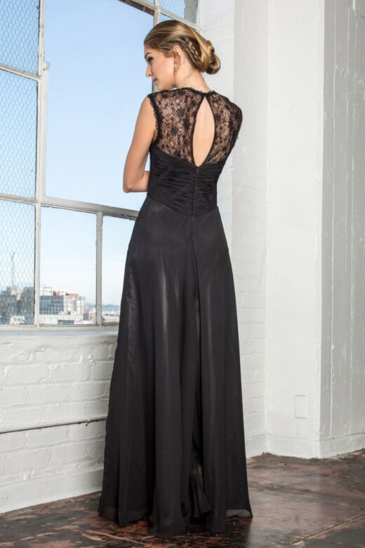 Elizabeth K GL1376 Lace Back Ruched Top Maid of Honor Dress
