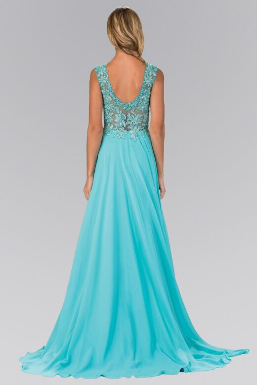 Elizabeth K GL1410 Scoop Back Embroidered Top Dress
