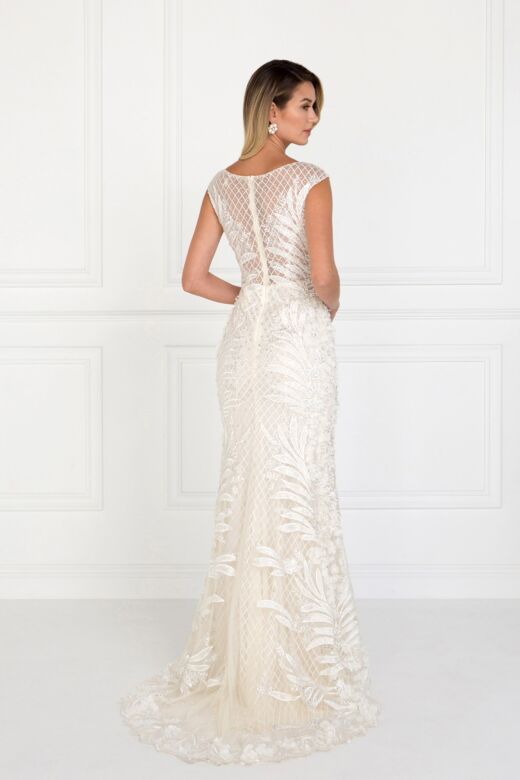 Elizabeth K GL1534 Scallop Hem Scoop Neck Bridal Gown