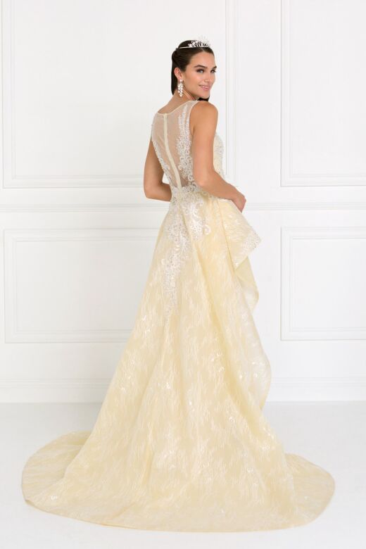 Elizabeth K GL1538 Sheer Back A-Line Lace Sleeveless Bridal Gown