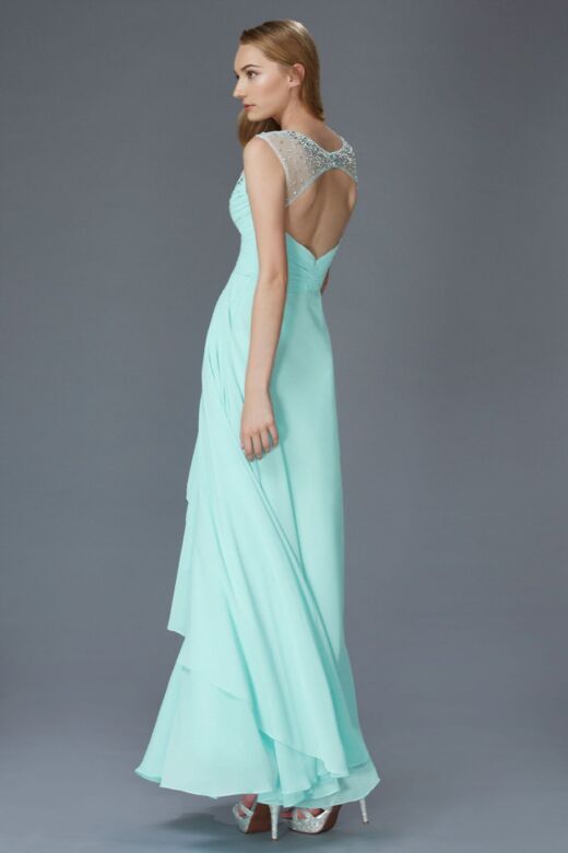 Elizabeth K GL2023 Queen Anne Neckline Embellished Dress