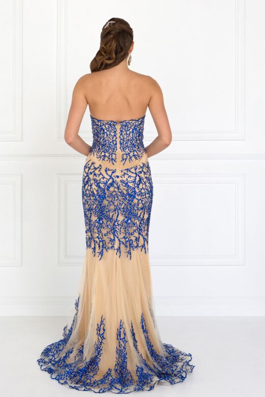 Elizabeth K GL2055 Strapless Sweetheart Neckline Embroidered Dress