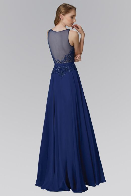 Elizabeth K GL2103 Illusion Top Sheer Back Dress
