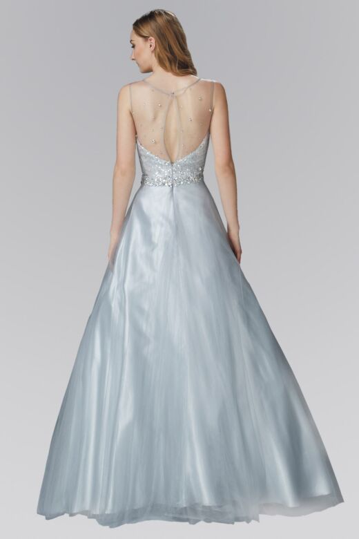 Elizabeth K GL2111 Keyhole Back Sheer Neck Sweet 16 Gown