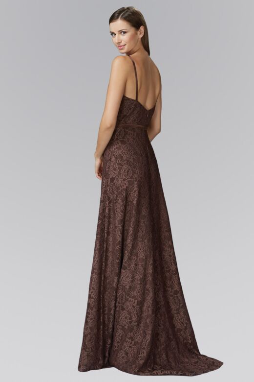 Elizabeth K GL2170 Scoop Neckline Floral Lace Maid of Honor Dress