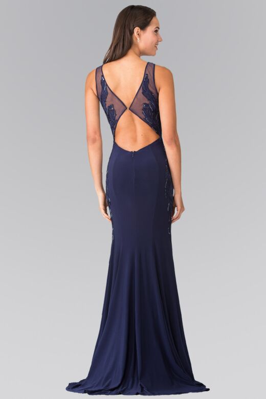 Elizabeth K GL2222 Bateau Neck Cutout Back Dress