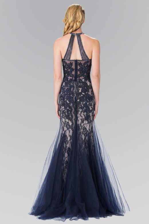 Elizabeth K GL2243 Halter Neck Cutout Back Mermaid Dress