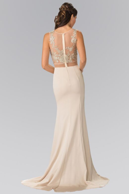 Elizabeth K GL2247 Embroidered Top Faux 2-Piece Dress