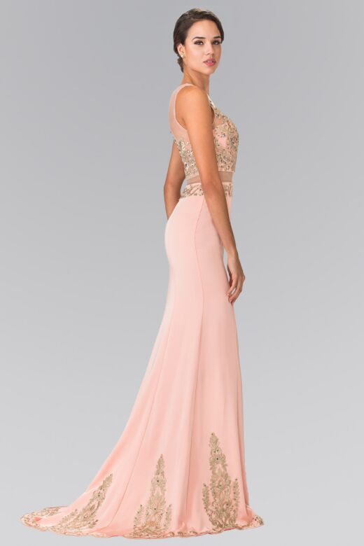 Elizabeth K GL2248 Embroidered Illusion Two Piece Dress