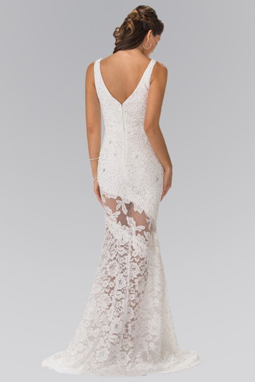 Elizabeth K GL2249 Illusion Lace Skirt V-Neck Bridal Gown