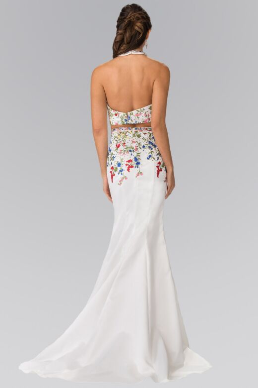 Elizabeth K GL2260 Floral Embroidered Two Piece Dress