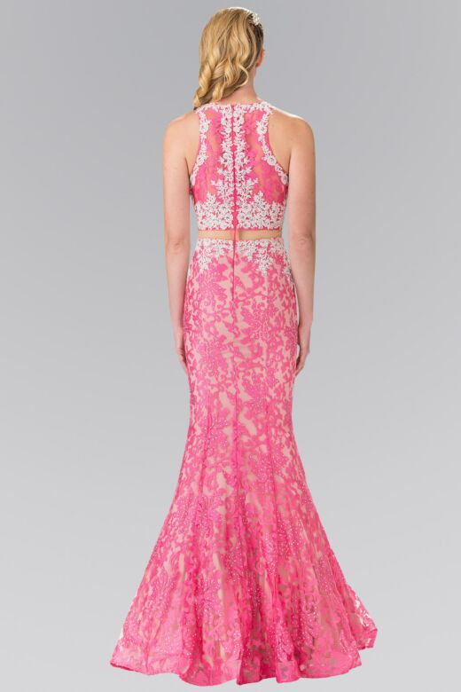 Elizabeth K GL2271 Jewel Neckline Illusion 2-Piece Lace Dress