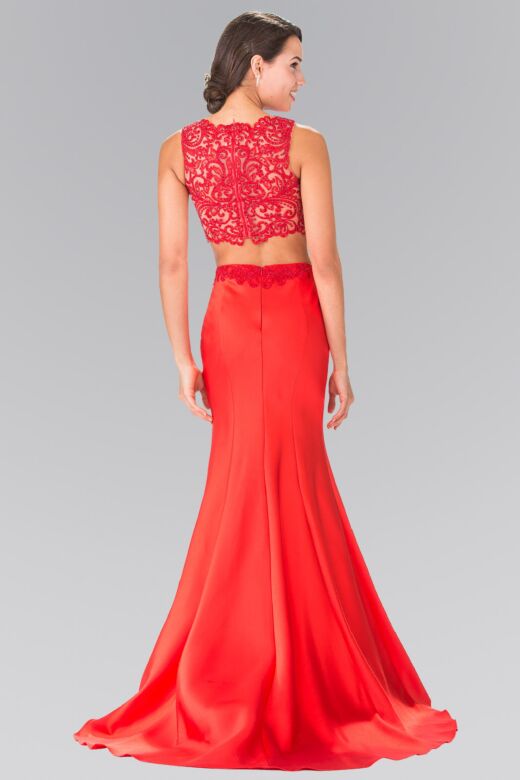 Elizabeth K GL2281 Lace Top Two Piece Dress
