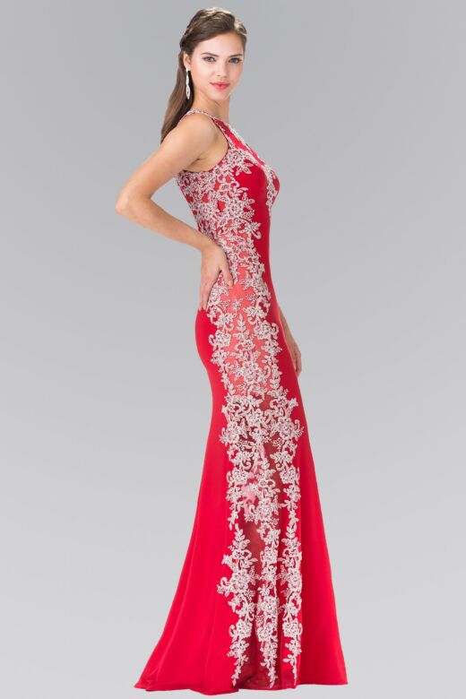 Elizabeth K GL2320 Illusion Sides Cutout Back Dress