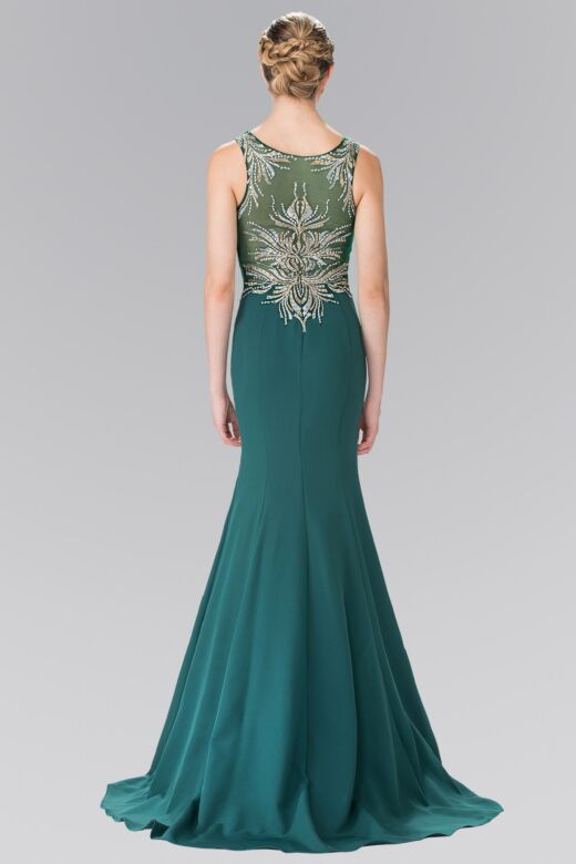 Elizabeth K GL2323 Embroidered Bodice Scoop Neck Dress