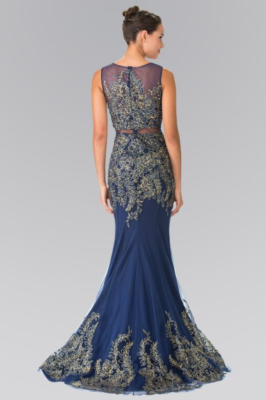 Elizabeth K GL2338 Floral Embroidery Mock 2 Piece Dress