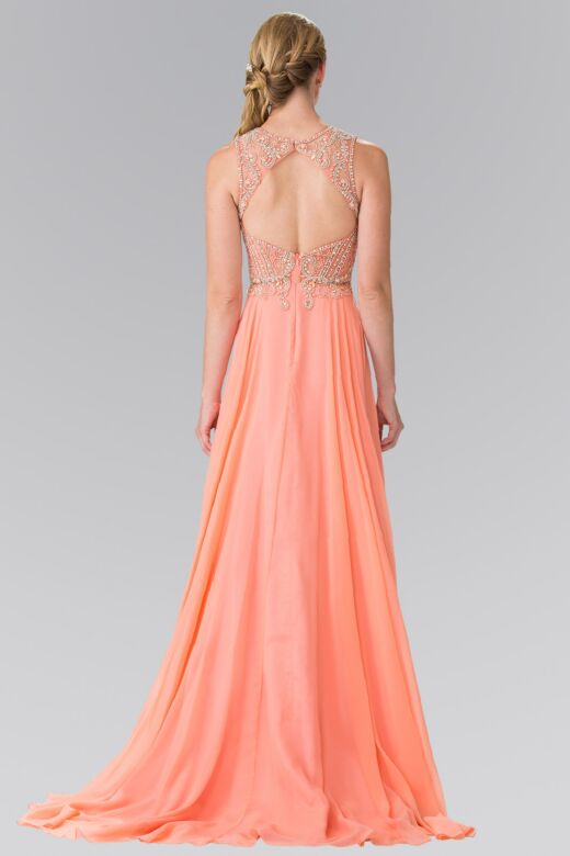 Elizabeth K GL2343 Embellished Bodice Cutout Back Dress