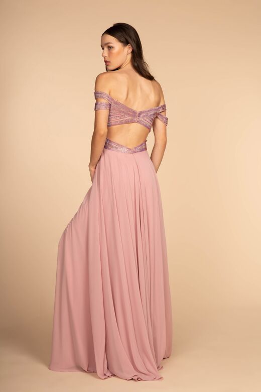Elizabeth K GL2527 Cutout Back Off The Shoulder Dress