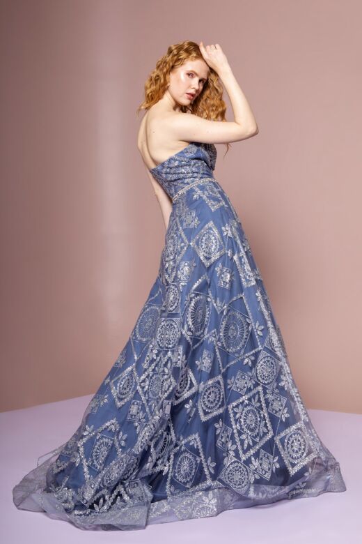 Elizabeth K GL2650 Strapless Glitter A-line Dress