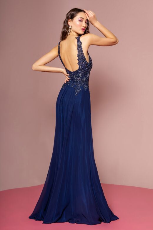 Elizabeth K GL2690 Two-Way Back Embroidered Top Dress