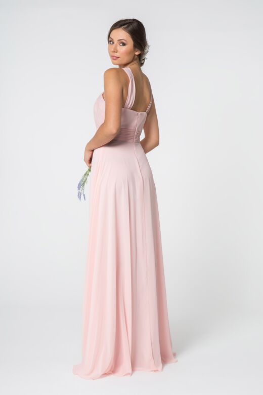 Elizabeth K GL2816 Ruched Top Halter Neck Bridesmaid Dress