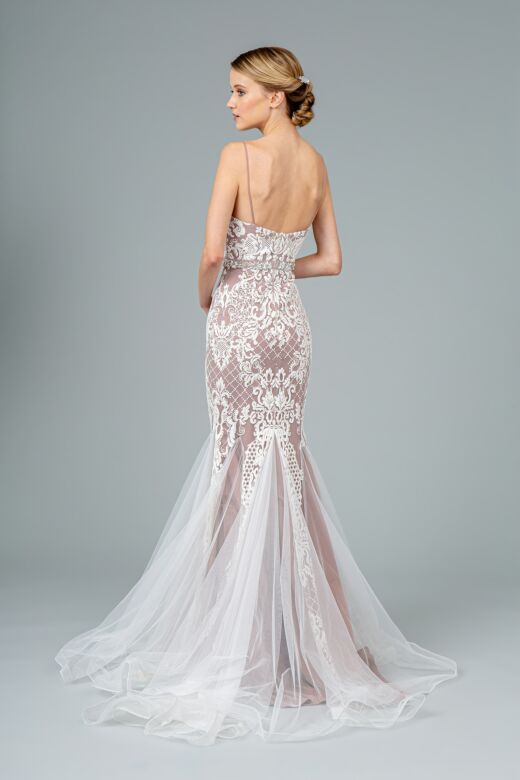 GLS by Gloria GL2934 Spaghetti Strap V-Neck Mermaid Bridal Gown
