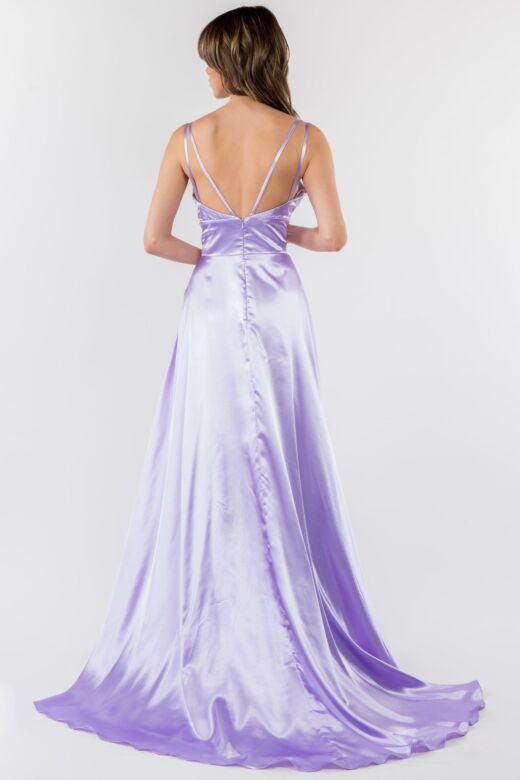 Elizabeth K GL2963 Strappy Back High Slit Bridesmaid Dress