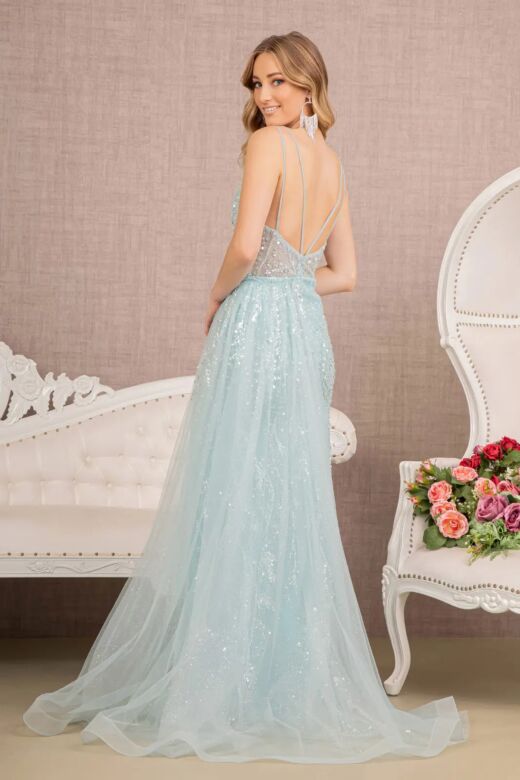 GLS by Gloria GL3119 Strappy Back Side Skirt Glitter Dress