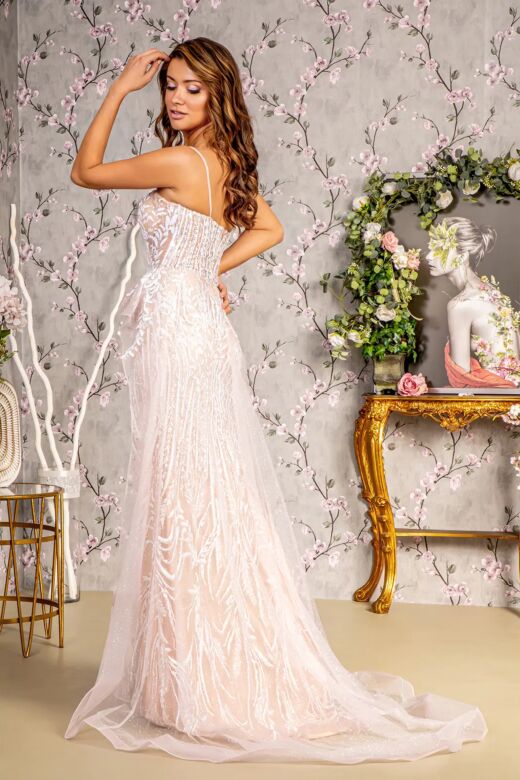 GLS by Gloria GL3259 Strappy Sweetheart Neck Sheer Overskirt Dress