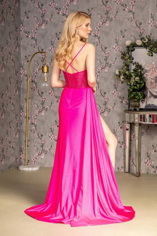 GLS by Gloria GL3260 Side Tail Cutaway Slit Corset Dress