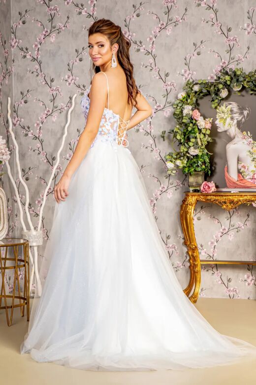 GLS by Gloria GL3265 Floral Corset Lace-Up Back Dress