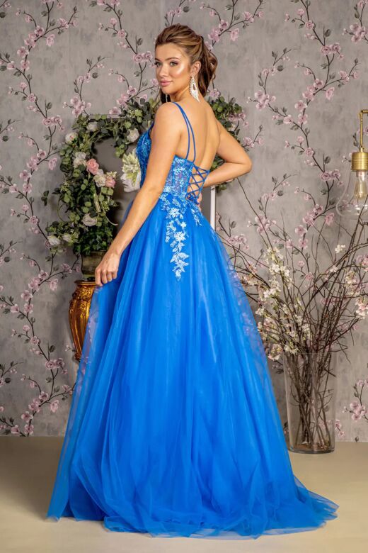 GLS by Gloria GL3309 Embroidered Corset Lace-Up Back Dress