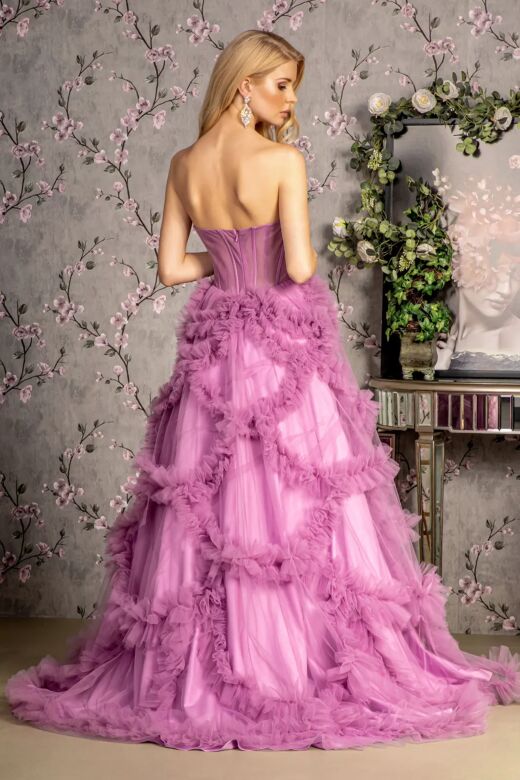 GLS by Gloria GL3455 Ruffle Skirt Strapless Corset Dress