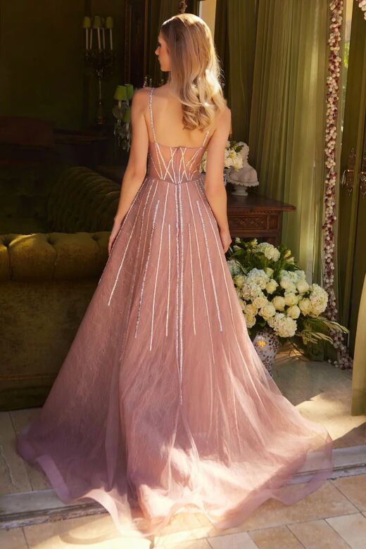 GLS by Gloria GL3617 Long Overskirt Geometric Corset Dress