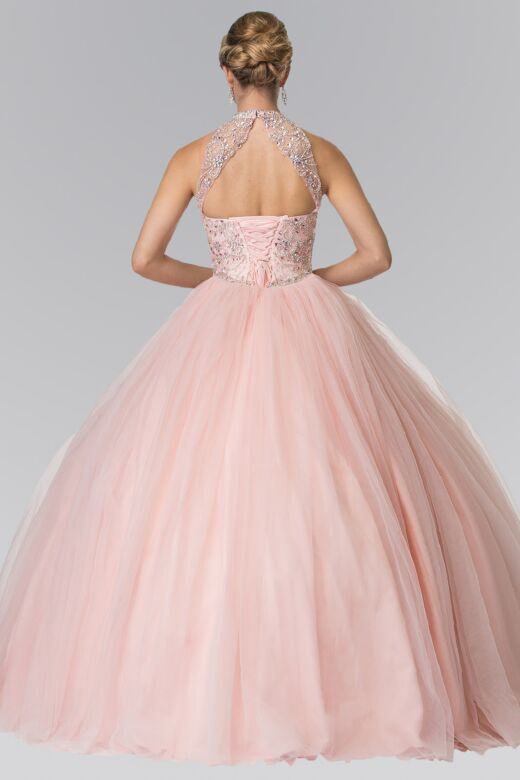 Elizabeth K GL2206 Cutout Back Halter Neck Sweet 16 Gown