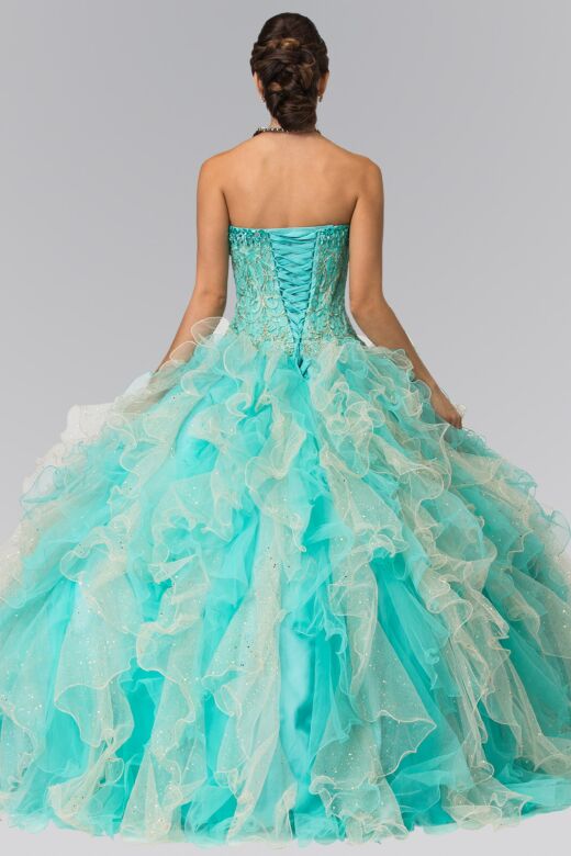 Elizabeth K GL2210 Beaded Sweetheart Neck Ruffle Skirt Sweet 16 Gown