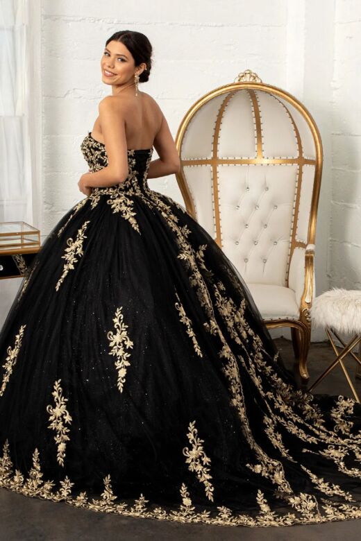 Elizabeth K GL3016 Sweetheart Neck Sheer Cape Sweet 16 Dress