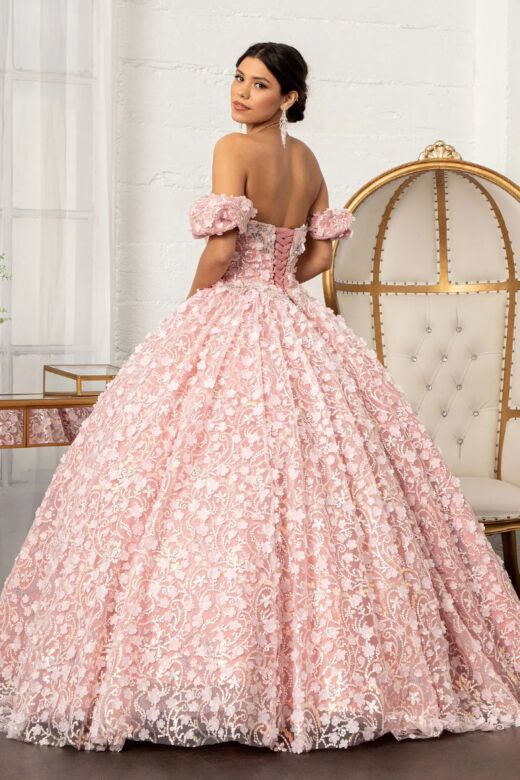 Elizabeth K GL3019 Sweetheart Neck Puff Sleeve Quinceanera Gown