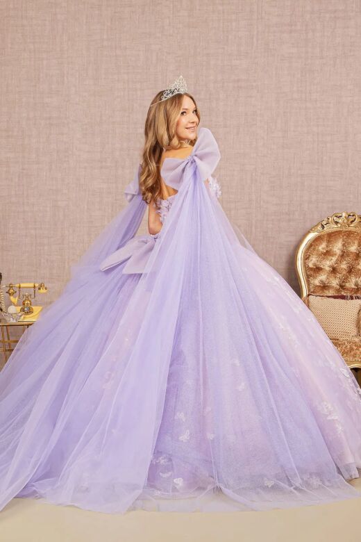 Elizabeth K GL3175 Shoulder Bow Streamer Sweetheart Neck Quince Gown