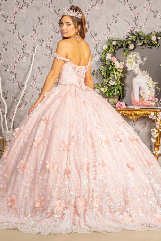 Elizabeth K GL3183 Applique Waist Off-The-Shoulder Quinceanera Dress