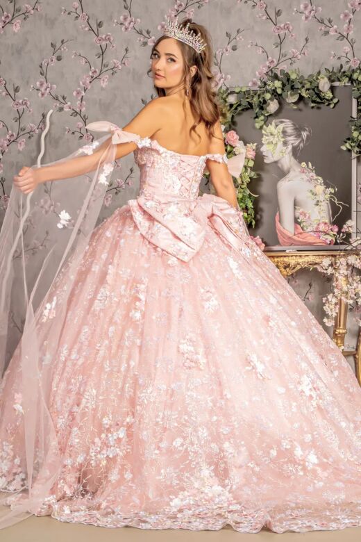 GLS by Gloria GL3465 Bow Applique Long Streamer Quince Gown