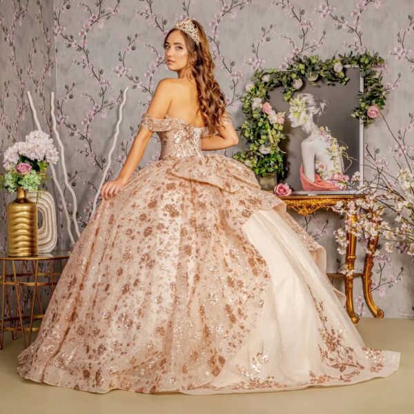GLS by Gloria GL3485 Back Bow Off The Shoulder Quinceanera Dress