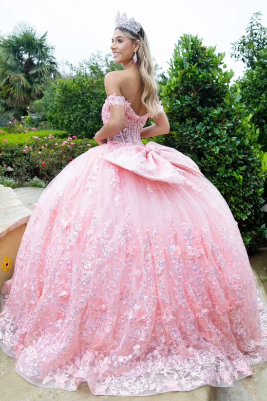 GLS by Gloria GL3526 Removable Bow Sweetheart Neck Quince Dress