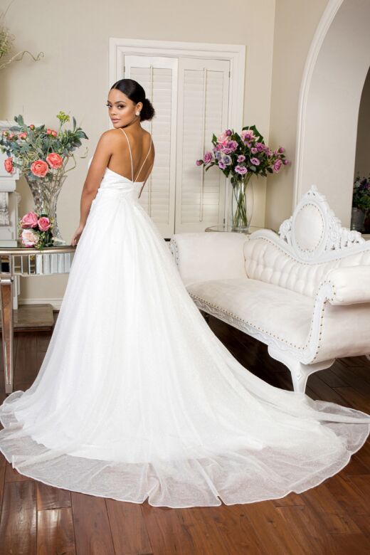 Elizabeth K GL1904 Strappy Back Plunging Neck Bridal Dress
